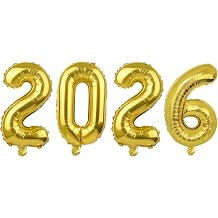 MIAHART 40 Inch Giant Number 2026 Balloon Sets Gold Aluminum Foil Balloon 2026 Happy New Year Eve Party Decorations Supplies