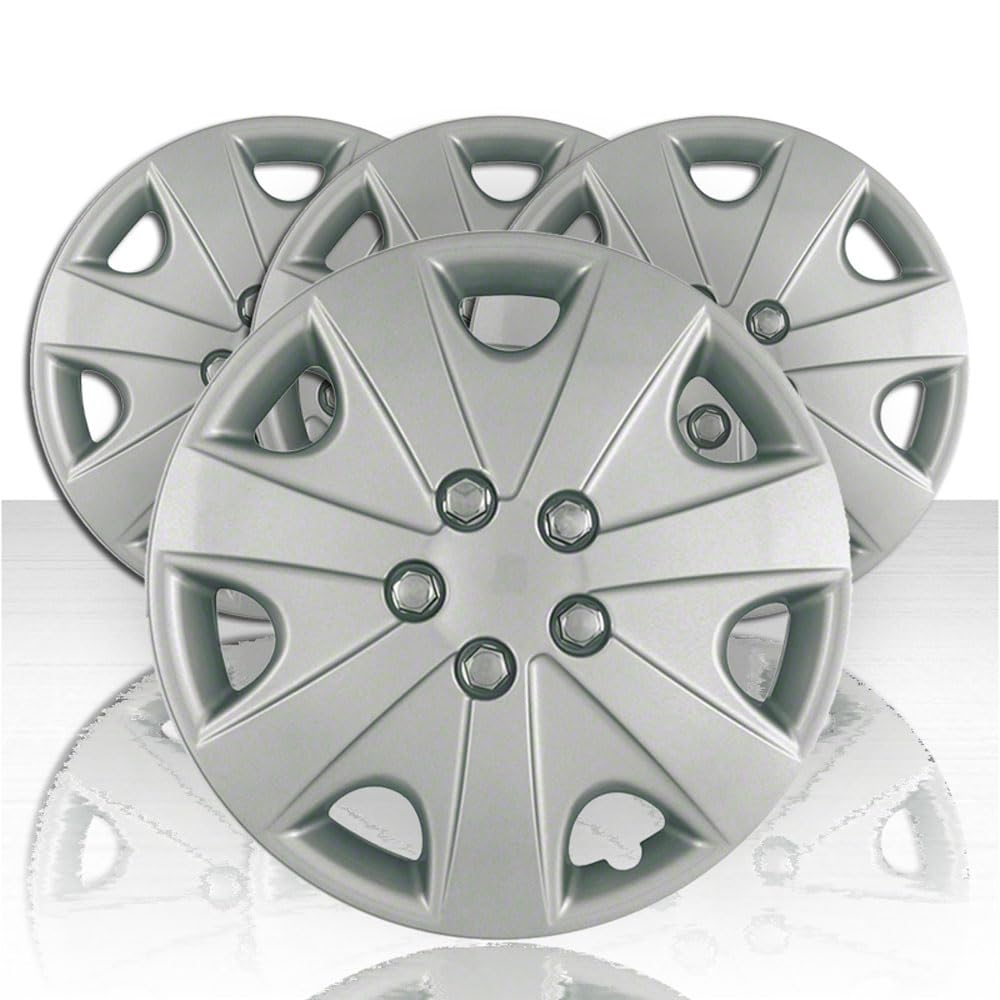 Upgrade Your Auto Set of Four 15' Silver Hubcap Wheel Covers for Honda Accord 2003-2004 (Push-on)