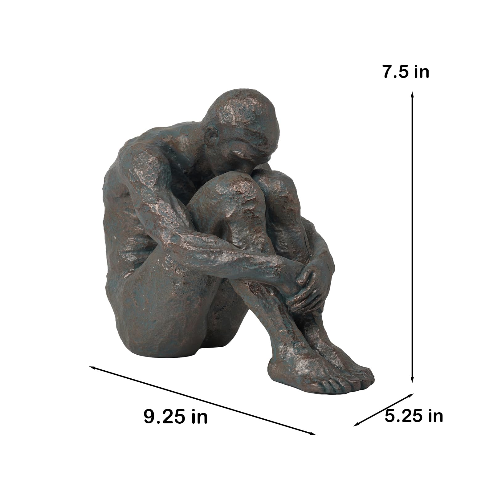 Guichifun Sitzender Mann, Skulptur, Heimdekoration, dekorative Objekte | Bronze-Harz, Haltearme, Beine, einsame Haltung, Outdoor-Geschenk für Männer, 23 x 13 x 19 cm