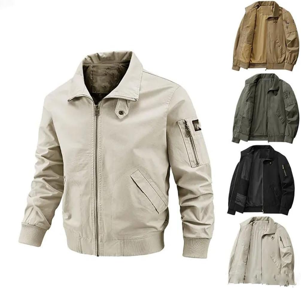 Outdoor Sports Jacket Male Sports Running Jacket Men Solid Color Loose Standing Collar Comfortable Tops Spring Fall