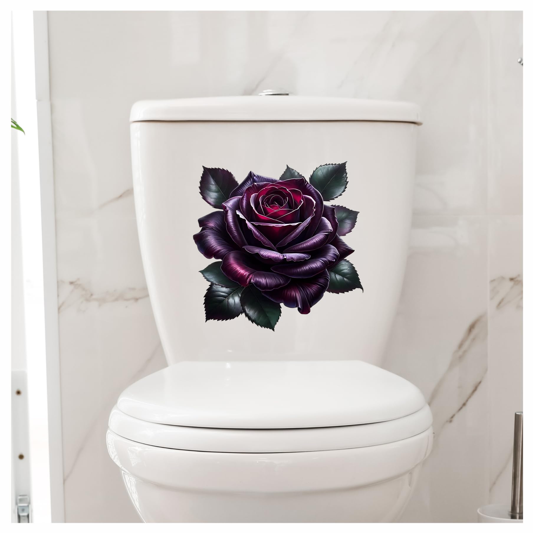 x4 Dark Purple Rose Flower Vinyl Stickers Cover Marks Non Transparent Waterproof Floral Art Decals 1@ 20cm Tall Ideal for Toilets or car. 3@ 7cm Tall Ideal for Phone case & Cups (Rose Dark Purple) - Image 2