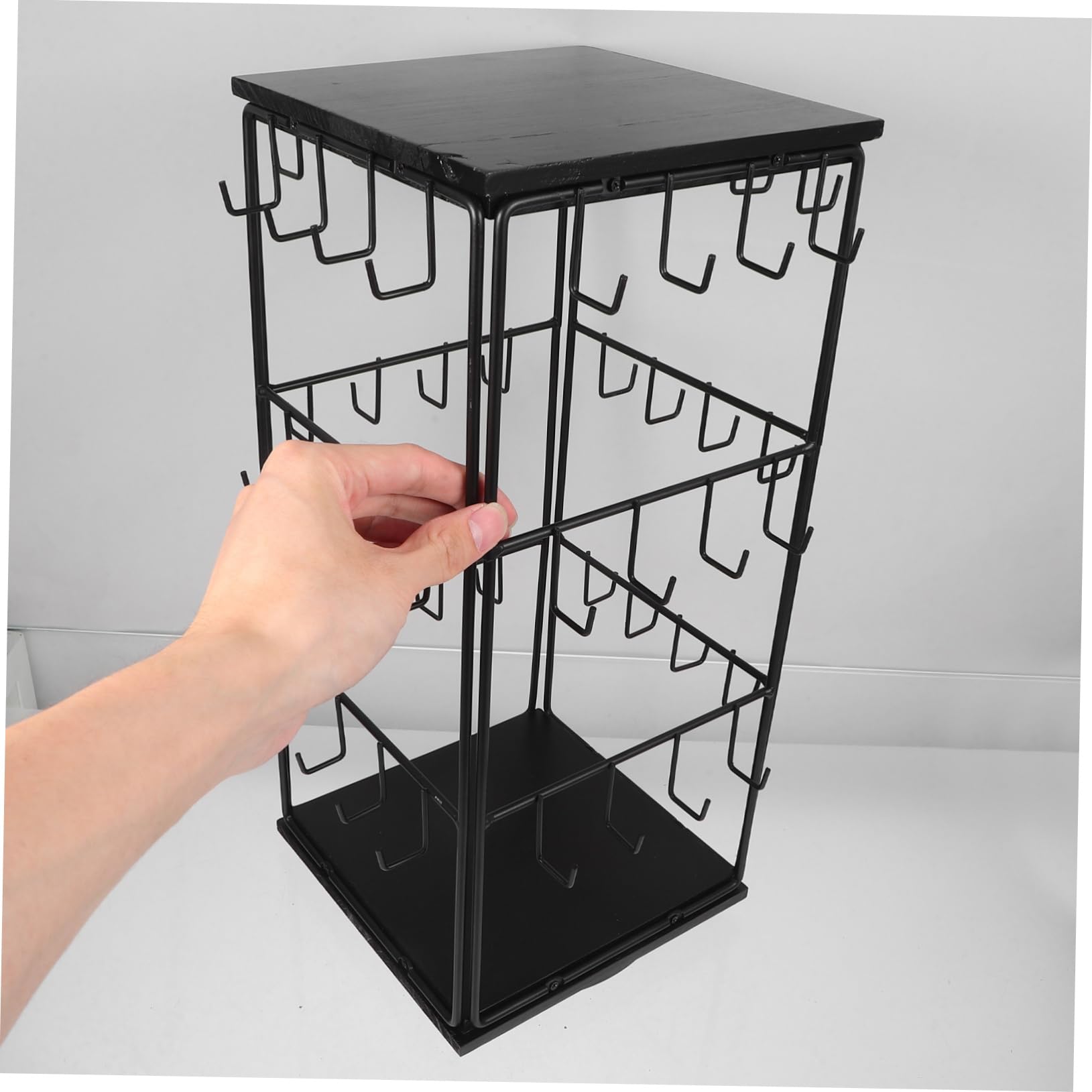 Mobestech Espositore Gioielli Girevole in Legno e Ferro Nero, 1 Pezzo