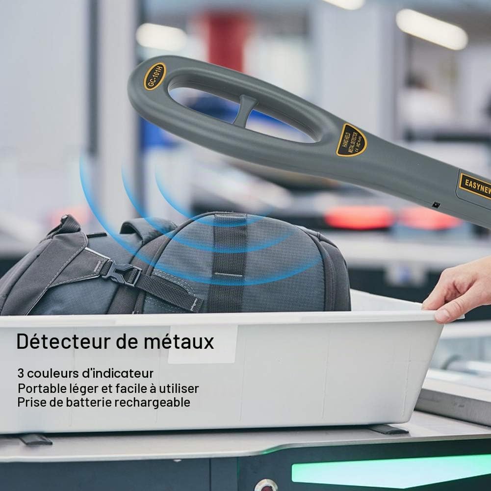 Détecteur de Métaux Portatif, Outil de Scanner de sécurité Professionnel en Plastique ABS Haute sensibilité GC-101H pour les Débutants dans la Chasse au Trésor