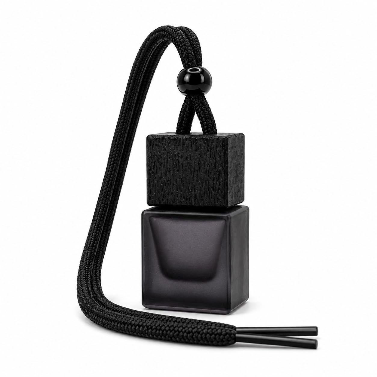 RKPM HOMES Hanging Car Air Freshener Perfume Glass Bottle with Black Square Wooden Cap & Frosted Black Glass Bottle, Refillable Essential Oil Diffuser for Car, Wardrobe, Closet, Bathroom & Home-image-27