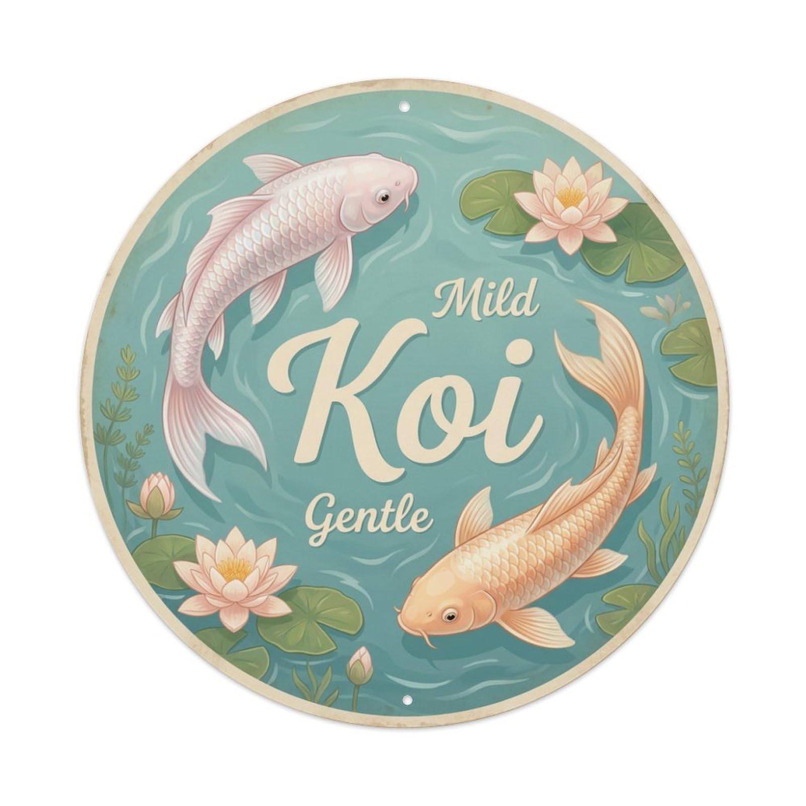 Xanthor Style Koi Fish Mild Gentle Soft Calm Waters Metal Tin Sign