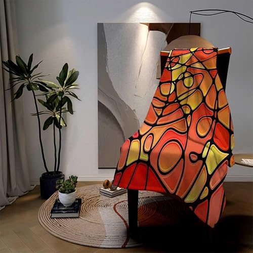 Miniatura 3 de Soft Throw Blanket Orange Mosaic Decor Art Manta para Cama Camping Travel Picnic 55inch X 70inch