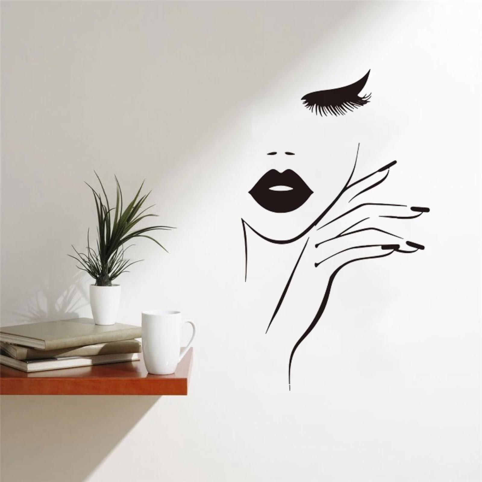 Youousi Women's Black Fashionable Eyelash Studio Wall Decals Spa Nail Salon Hair Salon Wall Decals Window Decals Vinyl Wall Art Decals