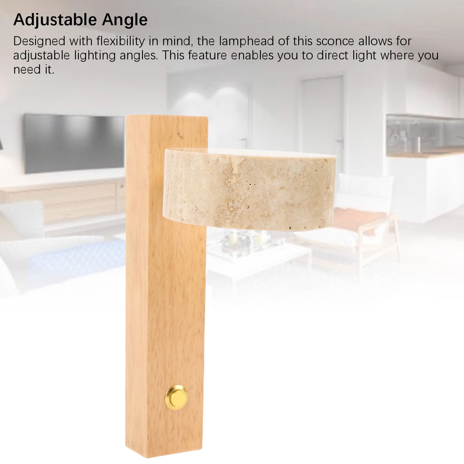 HEEPDD Rotierende Wandleuchten mit Schalter Verstellbarer Winkel LED Warme Leichte Rustikale Industriestein Holz Nacht Leselampe 30.3 Unzen Fest Verdrahtet (Originalholzfarbe)