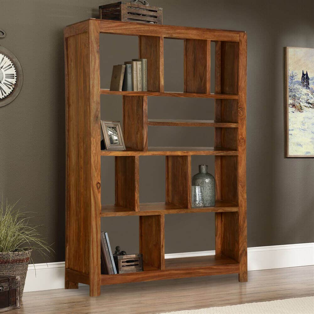 WoodMarwar Solid Sheesham Wood Book Shelf Wooden Bookshelf for Home Library Book Shelves