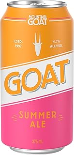 Mountain Goat Summer Ale, Crisp & Super Dry Craft Beer, Refreshing Ale, 4.7% ABV, 375mL (Case of 24 Cans)