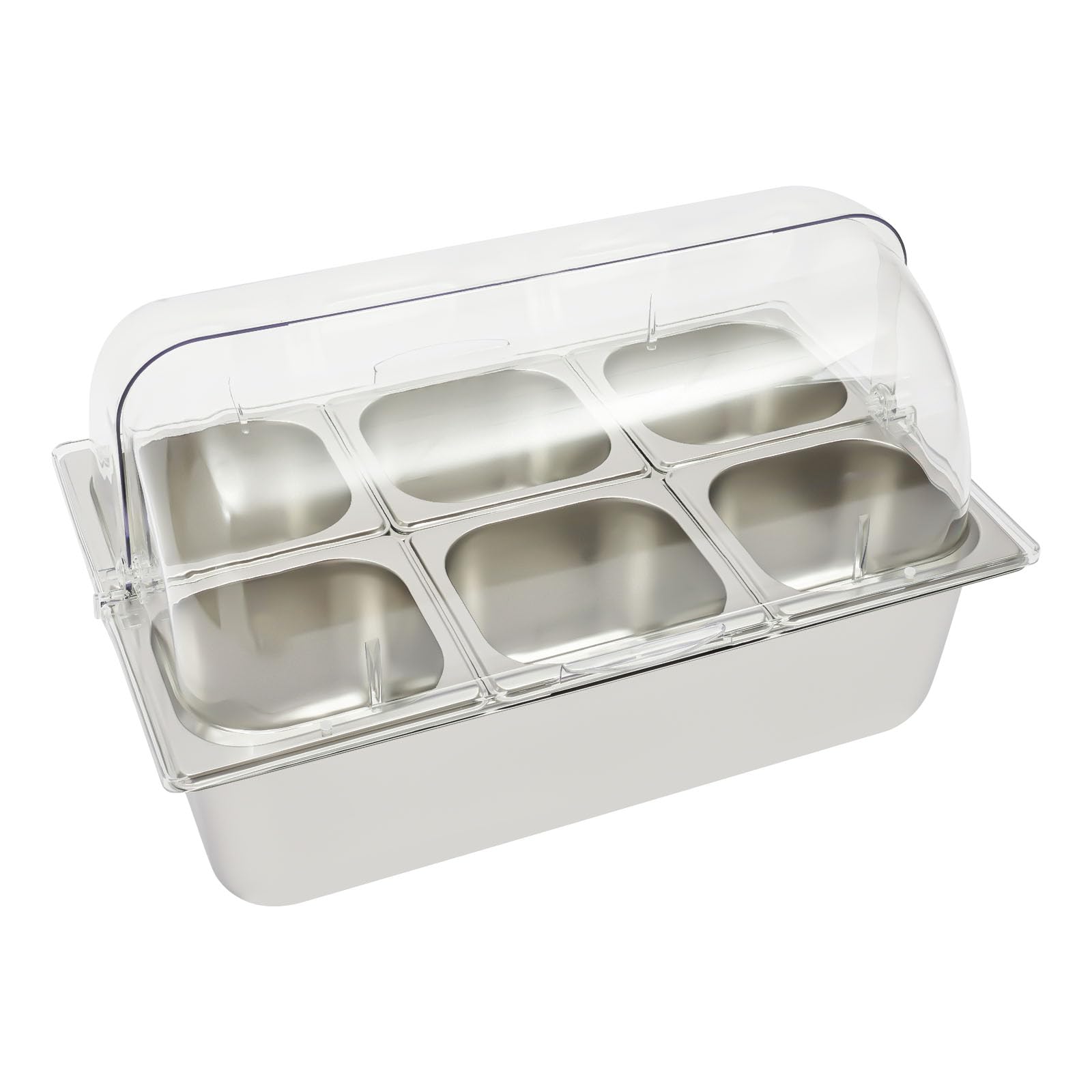 Ice Food Serving Display Tray,Party Fruit Seafood Buffet Tray with Roll Top Cove,Dual Use for Hot&Cold,Double-Sided Opening, Buffet Tray for Outdoor and Indoor Buffets,for Restaurants,Parties