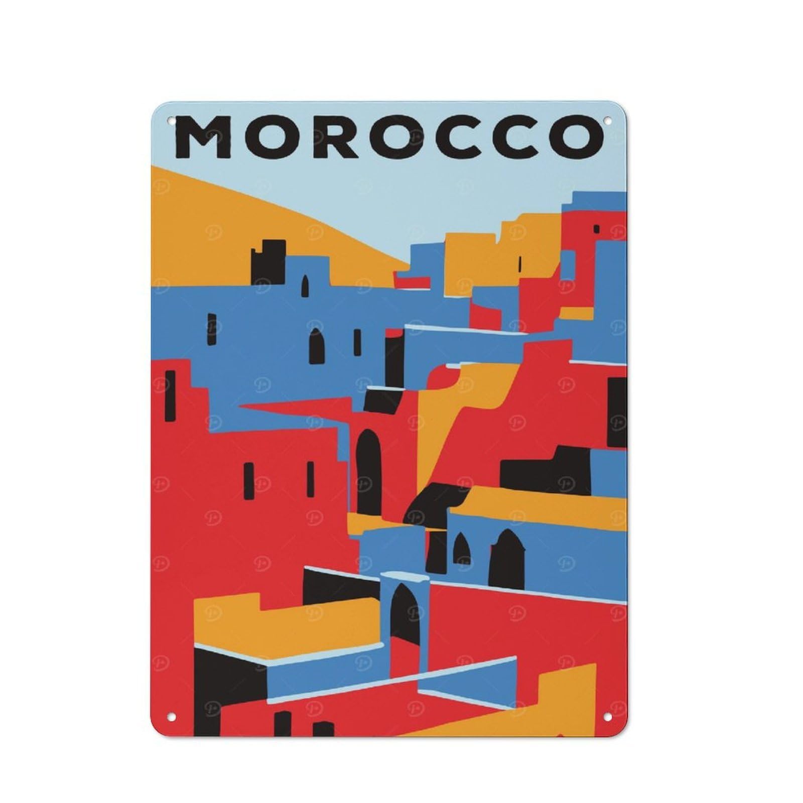 Junmoney Minimal Morocco Vintage Metal Plaque 40X30cm For Café Or Restaurant, A Decorative Gift For A Newly Furnished Café And Restaurant
