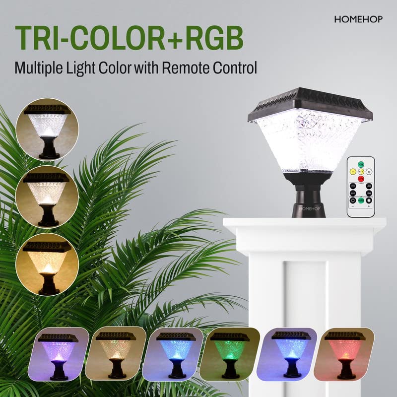 Homehop 10W Solar LED Main Gate Light for Home Garden Outdoor Waterproof Wall Pillar Lamp (ABS,RGB, Pack of 2)