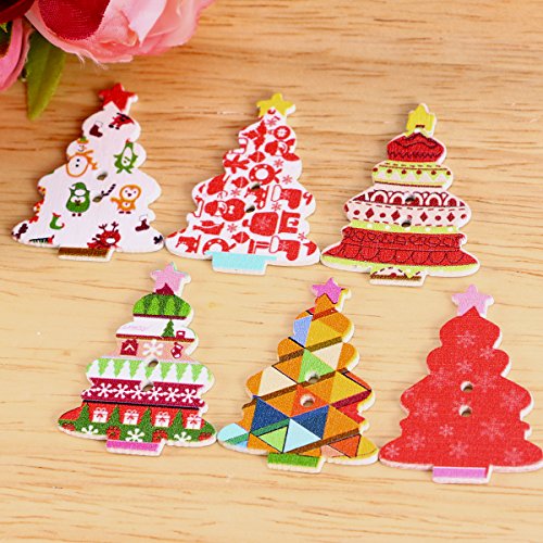 ROSENICE Natale 2 fori Pulsanti di cucito di legno...
