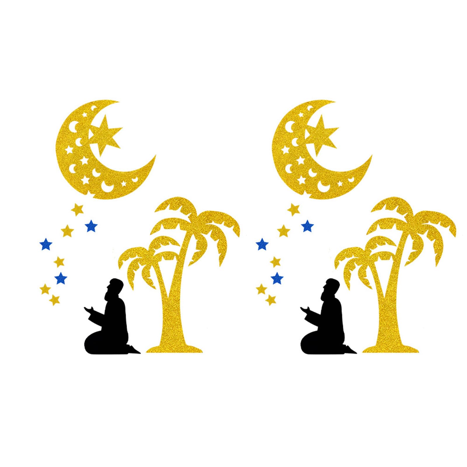 Tsophreniq Festival Middle Eastern Door Sticker Glittering Nonwoven Fabric Window Decoration for Festival Celebration Nonwoven