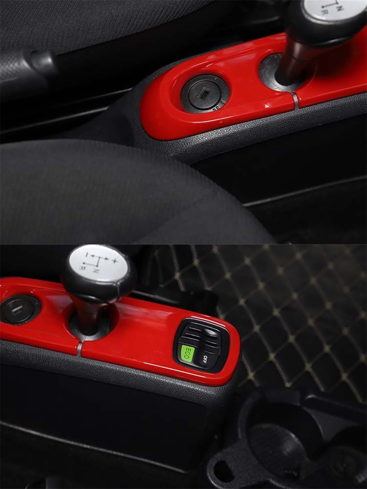 Komponenten Abs Aufkleber Für Autokonsolen-Gangschaltungskastenverkleidung Für Smart 451 Für Fortwo 2009-2015 LHD(Rood)