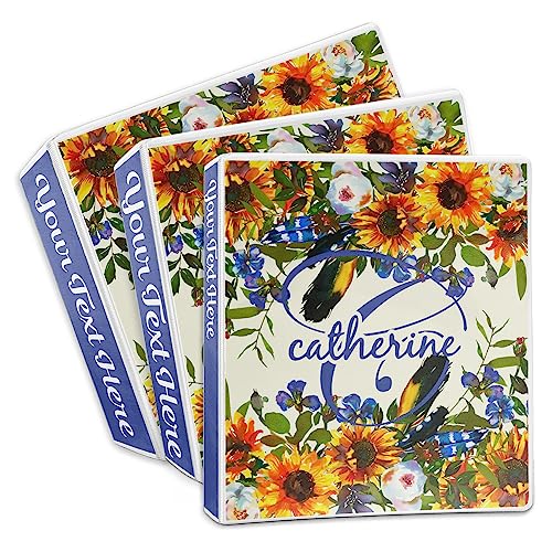 Personalized Sunflowers 3-Ring Binder - 3 inch Yellow