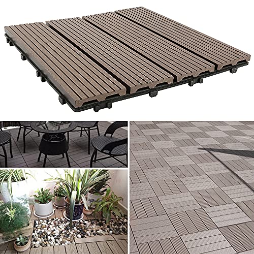 Set van 22 roosters voor buiten, tuintegels, 30 x 30 cm, hout-kunststof, vloerbedekking voor buiten (22 tegels #4) - Image 6