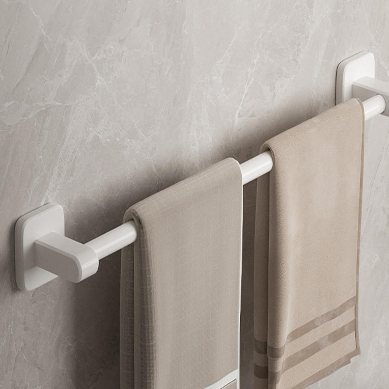 Stainless Steel Single Rail Towel Rack - Sturdy Multifunctional Towel Bar With Bearicapacity, Rustproof Towel Hanger For Bathroom And Kitchen,White-50Cm