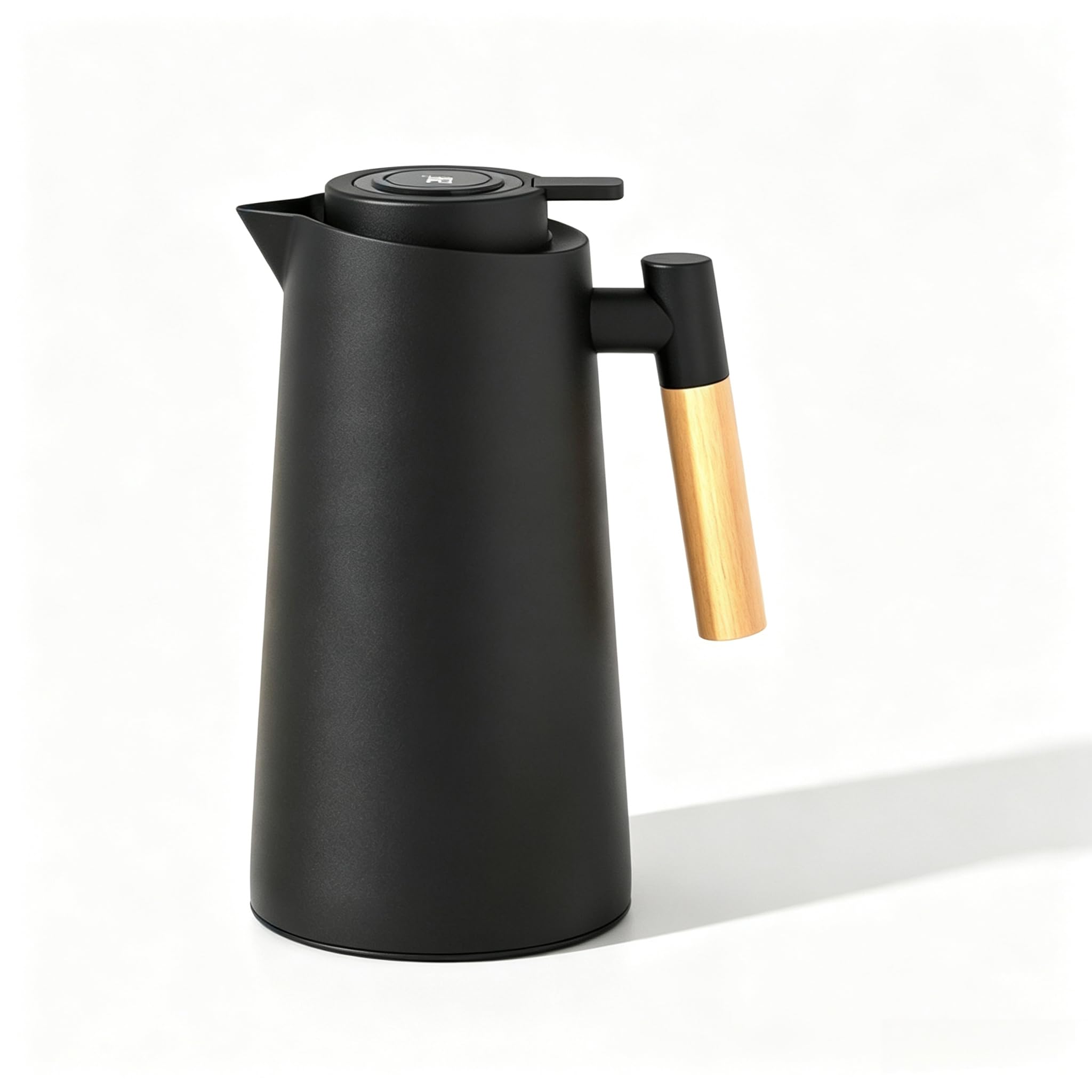 Caraffa termica con display intelligente della temperatura, 963,9 g, con rivestimento in vetro sottovuoto, caraffa termica per acqua, caraffa da caffè con manico in legno, per casa, cucina, ufficio