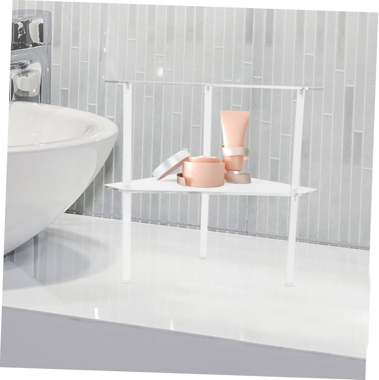 1set Bathroom Corner Storage Rack Organizer for Toiletries Easy to Install Space-Saving Shelf for Bathroom Kitchen