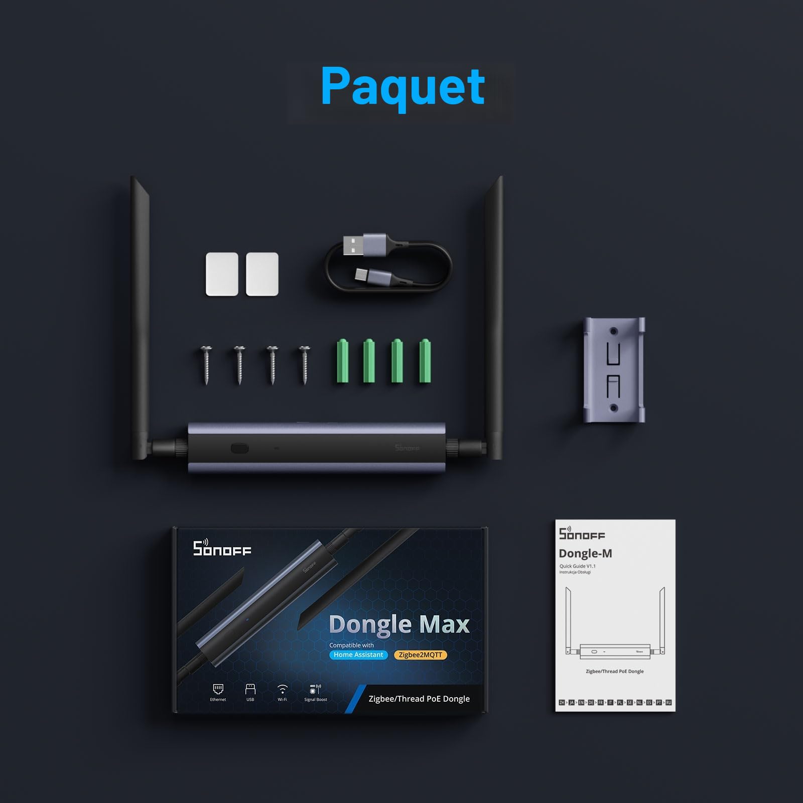 SONOFF Zigbee/Thread PoE Dongle Max, Compatible Ethernet, Wi-FI et USB, Passerelle Zigbee avec EFR32MG24&EFR32D0, clé Zigbee pour Home Assistant ou Zigbee2MQTT