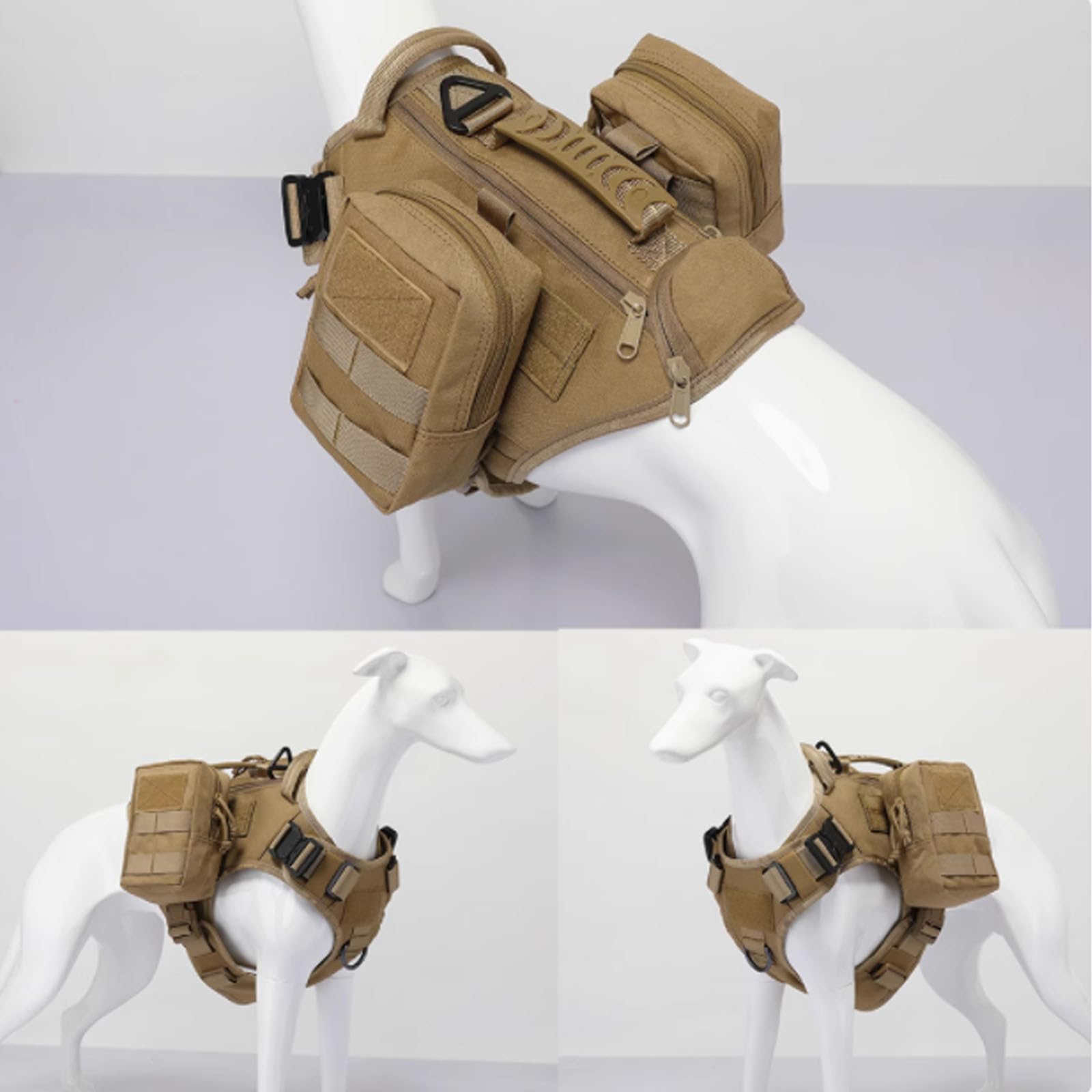 Pettorina Tattica per Cani con Maniglia, Clip per Cintura Anteriore Anti-Tiro, Imbracatura Completamente Regolabile, Imbracatura Traspirante per Tutte Le Stagioni per Cani E Gatti,Nero,XL