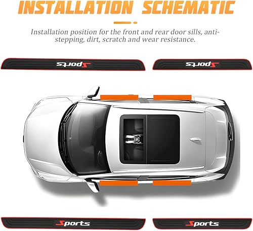 Miniatura 4 de AICEL Protectores de placa para umbral de puerta de automóvil, 4 piezas de goma suave de PVC para umbral de puerta delanteratrasera, protección