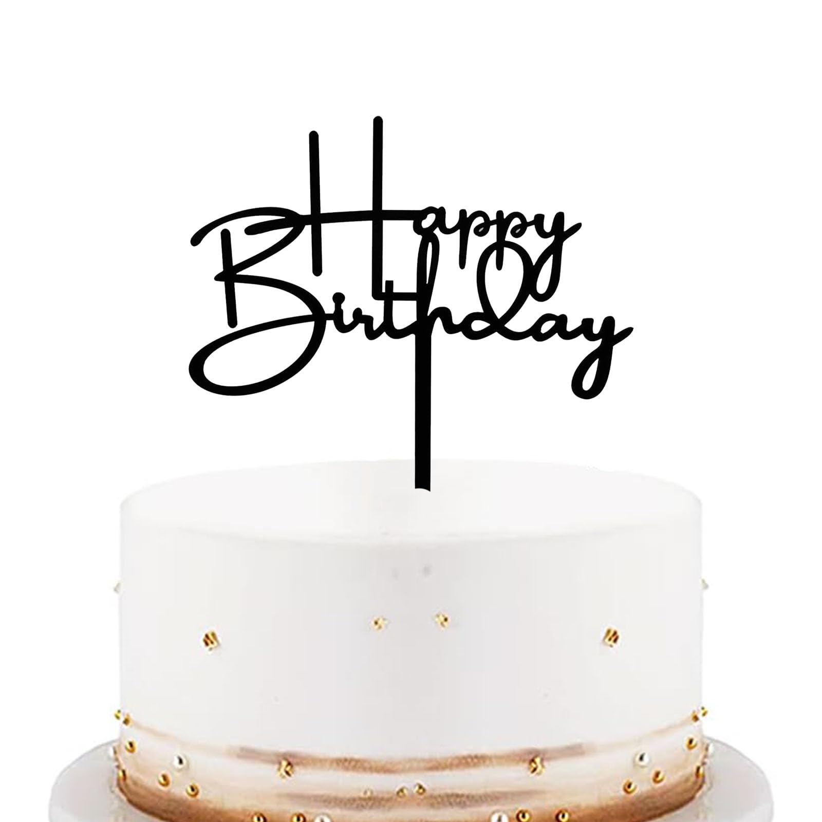 Koboko Schwarz Happy Birthday Cake Topper Acryl,Tortendeko Geburtstag,Kuchen DekoGeburtstag,Happy Birthday Tortendeko,Deko Torte Geburtstag Mann Frau Mädchen Junge,Geburtstagsdeko Kuchen 13,2x13,8cm