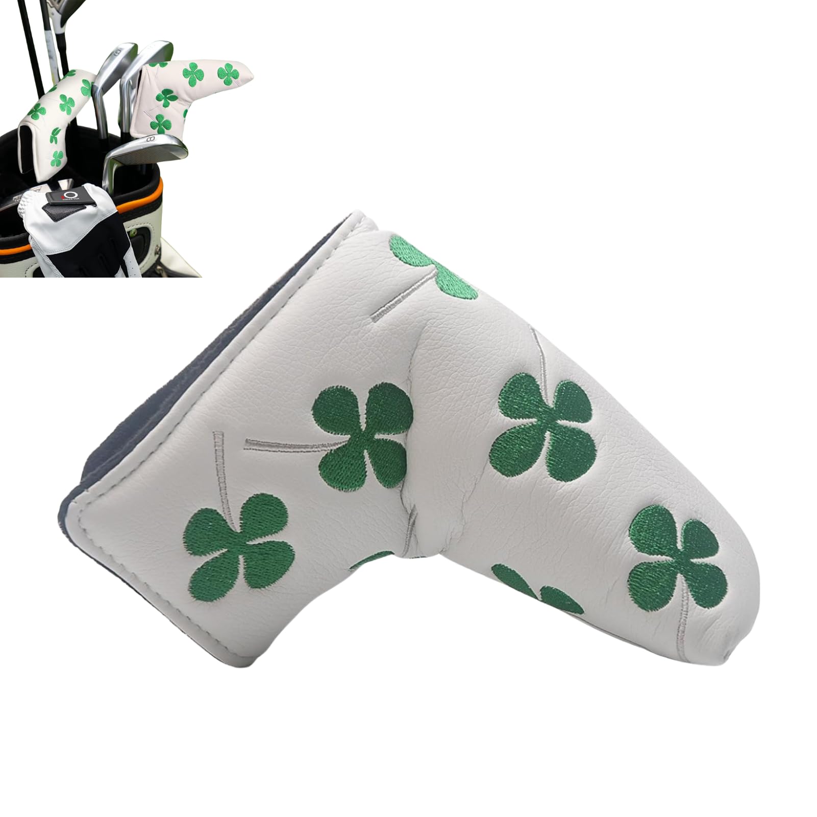 Copri Testa da Golf per Conducente E Fairway, Copri Testa Putter Trifoglio Copertura per Putter in Pelle PU con Chiusura Magnetica per Mazze Putter Stile