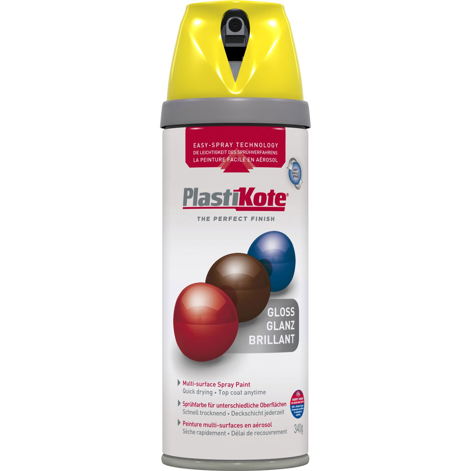 Plastikote Premium Aerosol Spray Paint Gloss New Yellow 400ml