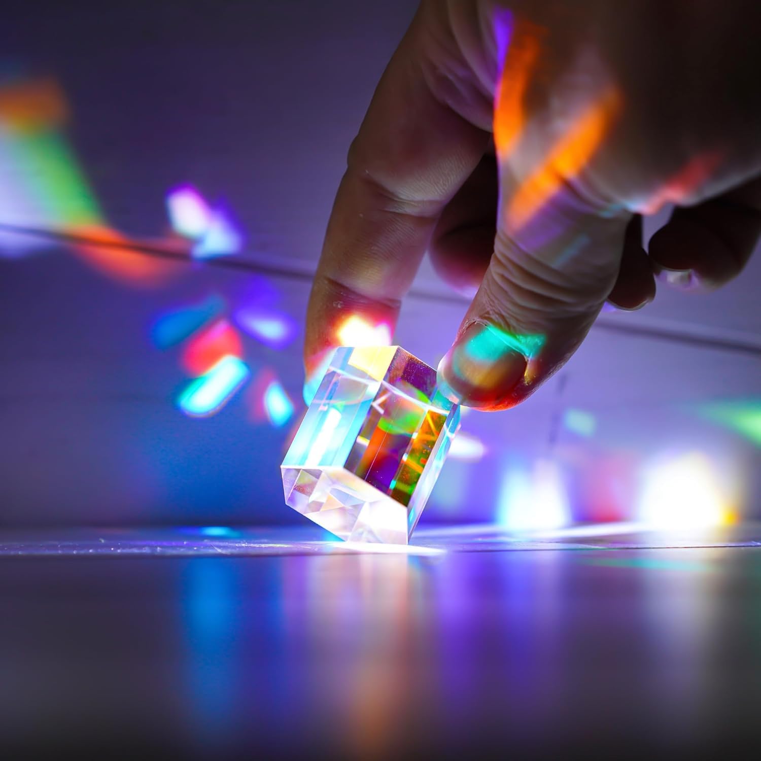 HDCRYSTALGIFTS 1,2-Zoll-RGB-Dispersionsprisma aus optischem Glas „X-Cube“ für den Physikunterricht – Regenbogenprisma, Kristallwürfel, Prisma, Requisiten für die Fotografie