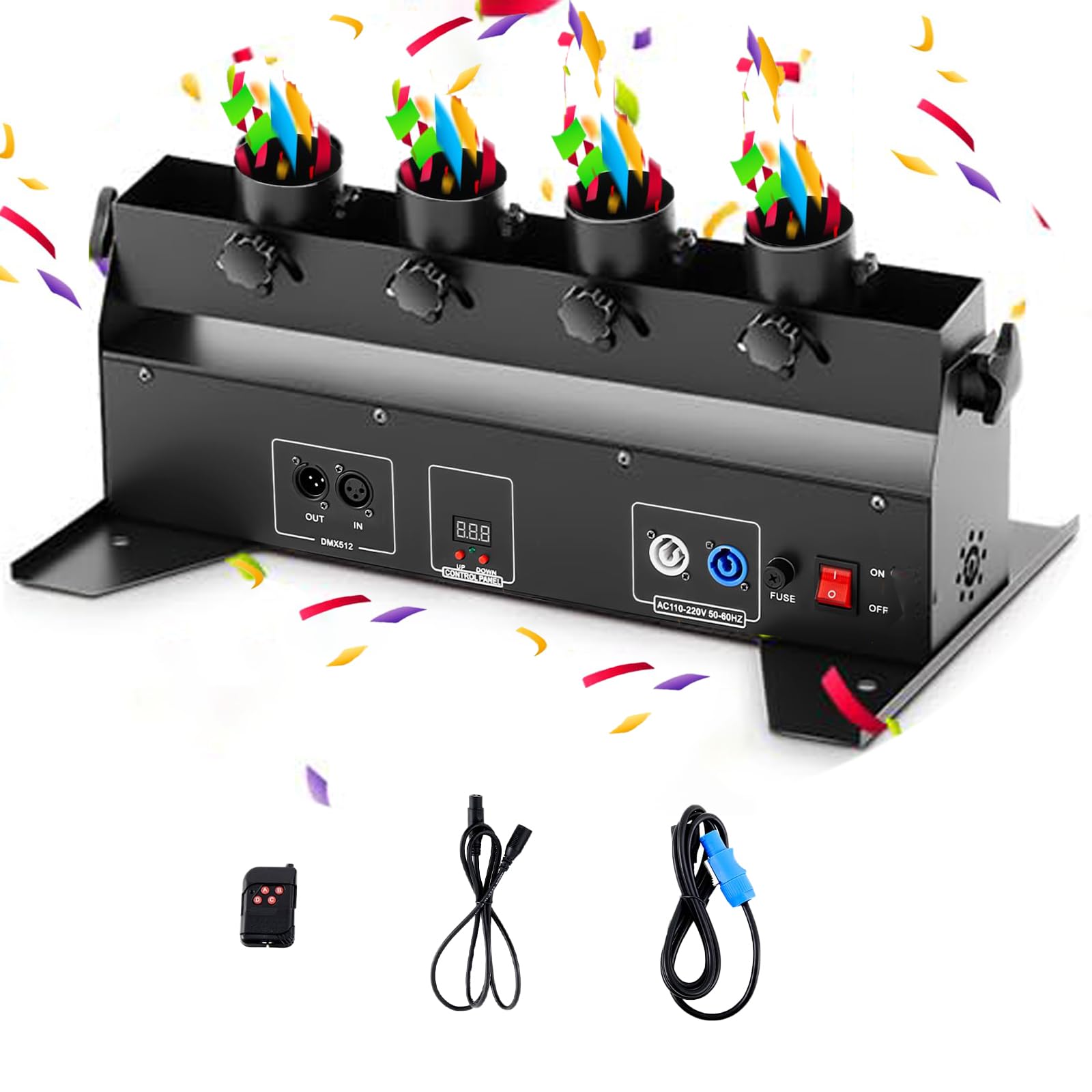 Confetti Launcher Cannon Machine, Professional Confetti Blower Machine,4-Shot Electric Confetti Cannon,DMX/Remote Control for Weddding,DJ Nightclub,Disco Show Club,Stage Party