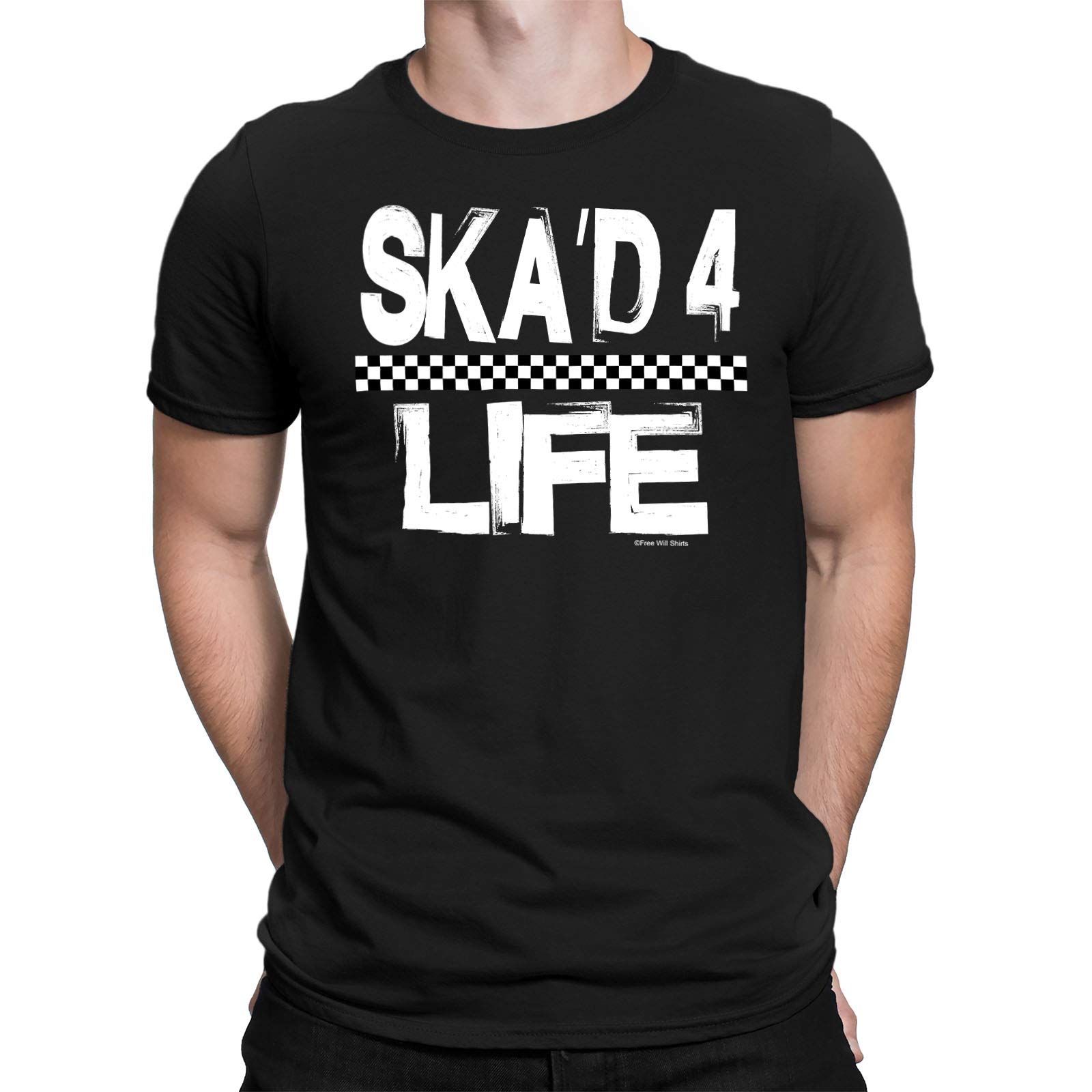Free Will Shirts Men's Black Ska'd 4 Life - Ska Music Organic Cotton T-Shirt