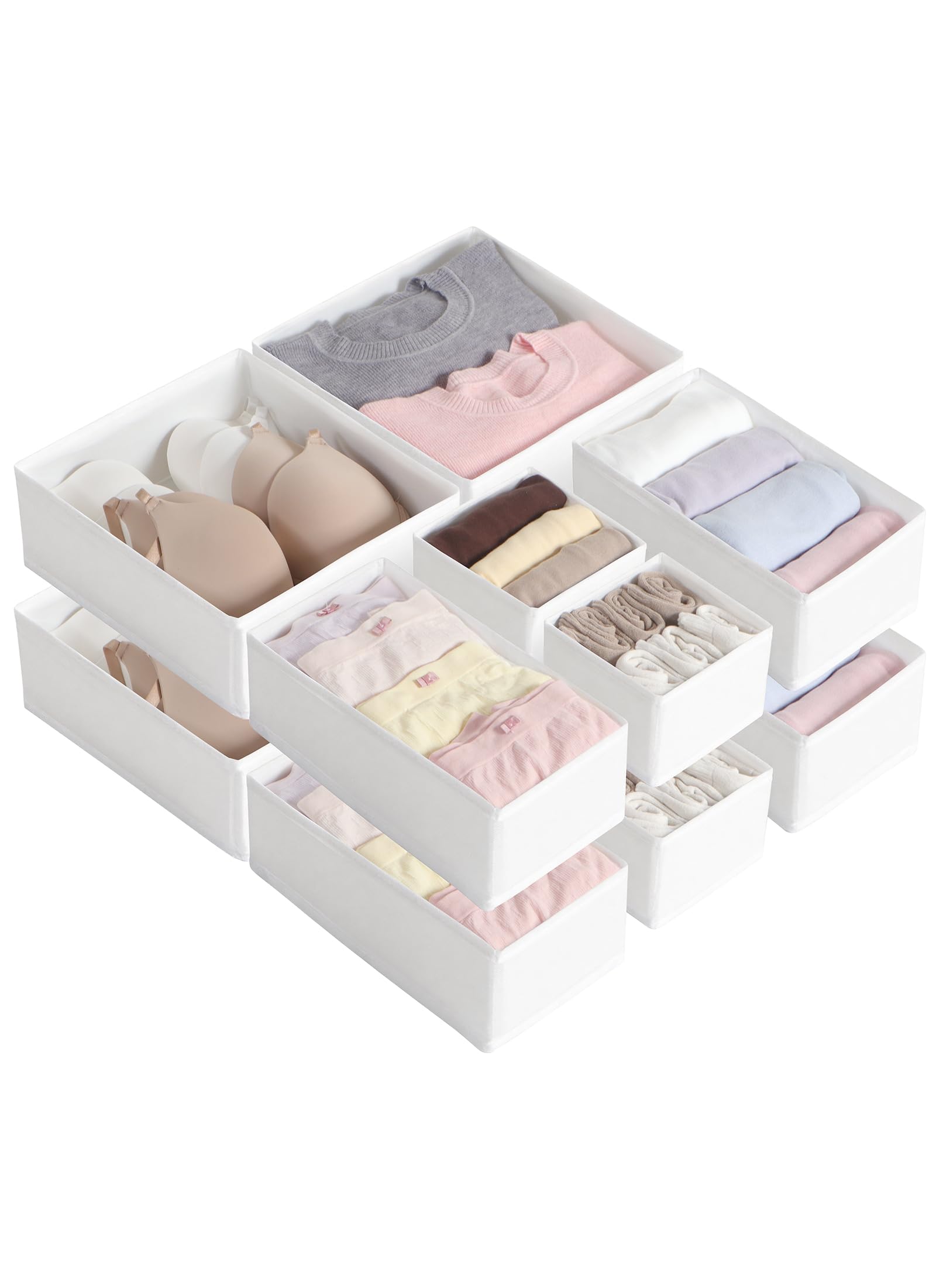 LAJIAKE 12 Pack drawer organisers, Drawer Dividers for Clothes, White