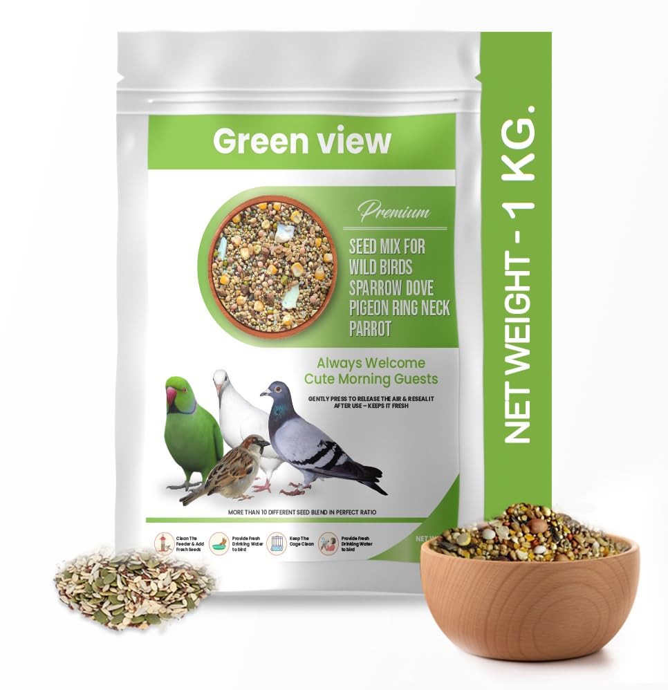 Green view|Premium|Seed Mix for Wild Birds Sparrow|Dove| Pigeon|Ring Neck Parrot|Net Weight 1000 GM More Than 10 Different Seed Blend in Perfect Ratio (B0CSZ181PV) Amazon Price History, Amazon Price Tracker