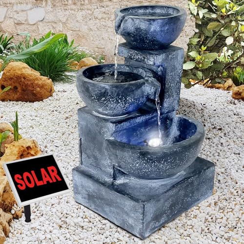 GARTENBRUNNEN BRUNNEN Solar BRUNNEN ZIERBRUNNEN VOGELBAD Wasserfall GARTENLEUCHTE TEICHPUMPE - SPRINGBRUNNEN WASSERSPIEL für Garten, Gartenteich, Terrasse, Teich, Balkon, VERBESSERTES Modell