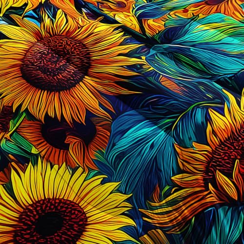 Image of AILONEN Sunflower Bedding Set Twin Size for Kids Teens Girls Women,Blossom Flower Floral Comforter with 2 Pillowcase,Dreamy Purple Blue Starry Quilt Set,3-Piece