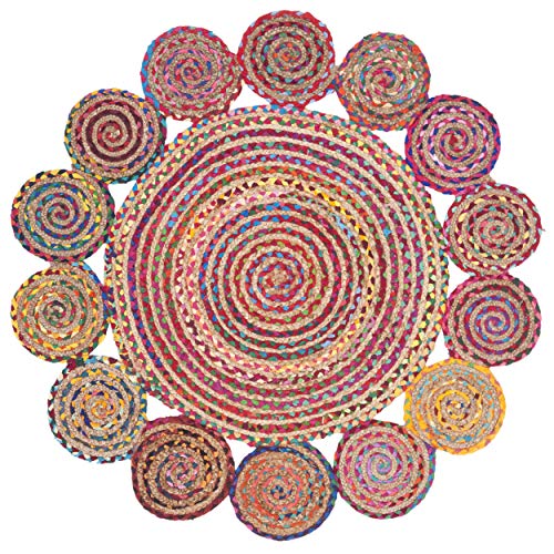 Tapete redondo 3' SAFAVIEH Cape Cod rojo/multicolor miniatura 5