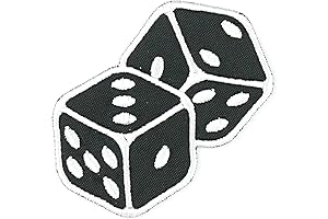 Black 6 Sided Dice Patch for Iron-On/Sew-On or Hook Backing