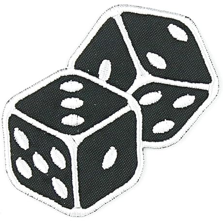 Black 6 Sided Dice Patch for Iron-On/Sew-On or Hook Backing