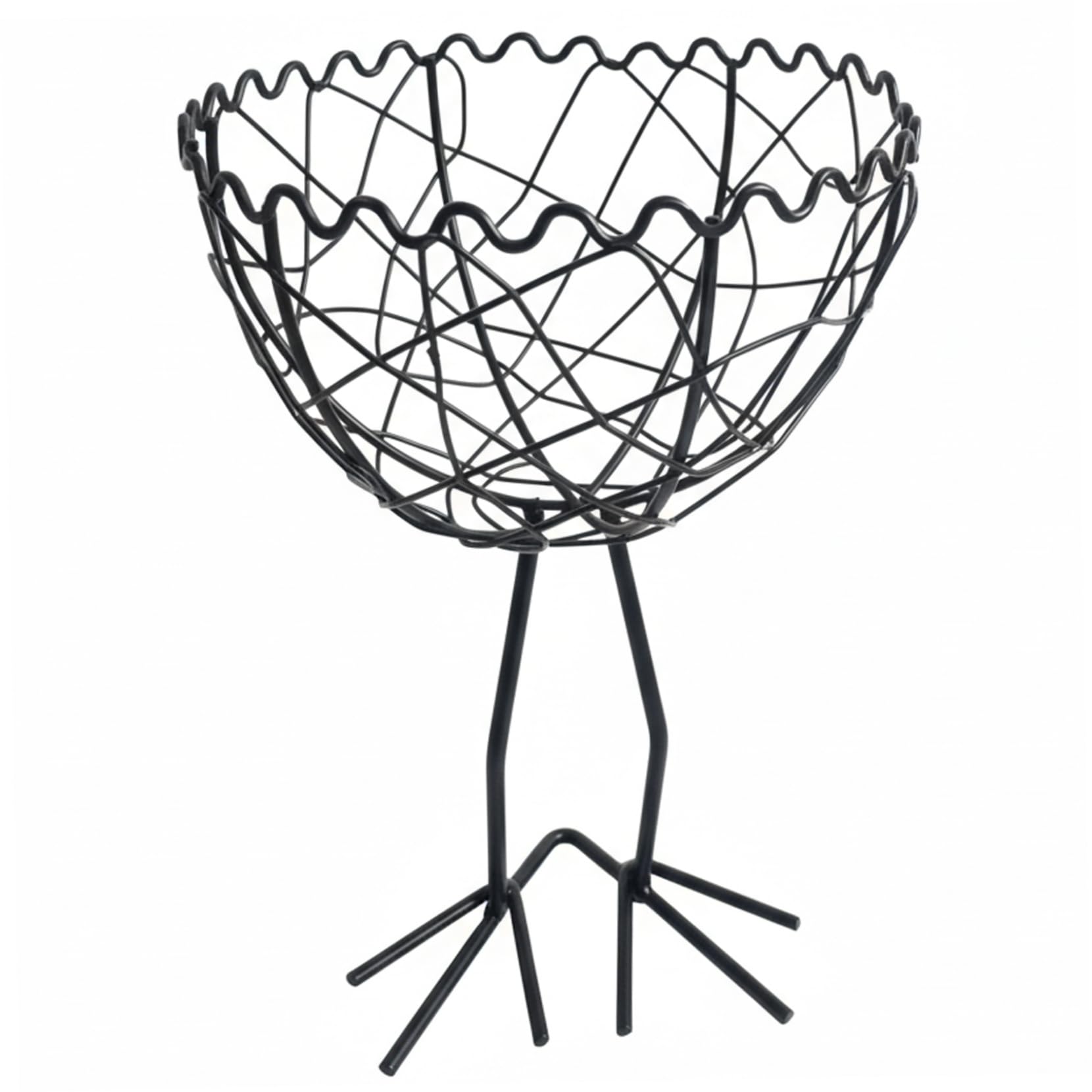 Bemonew Egg Collecting Basket, Handwoven Fun Wire Basket for Collecting Fresh Eggs, Black Rustic Countertop Storage for Fruits & Decor