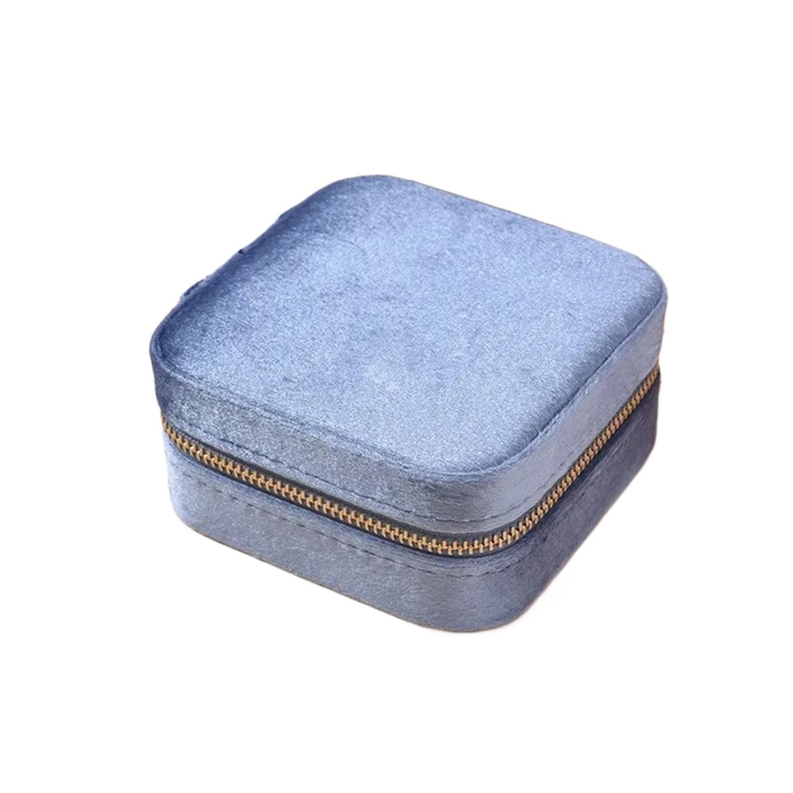 ESTDKMNOS Portable Jewellery Case， Jewellery Box Multicolor Geometric Organiser Necklace Ring Earring Travel Zipper Case(Light Blue)