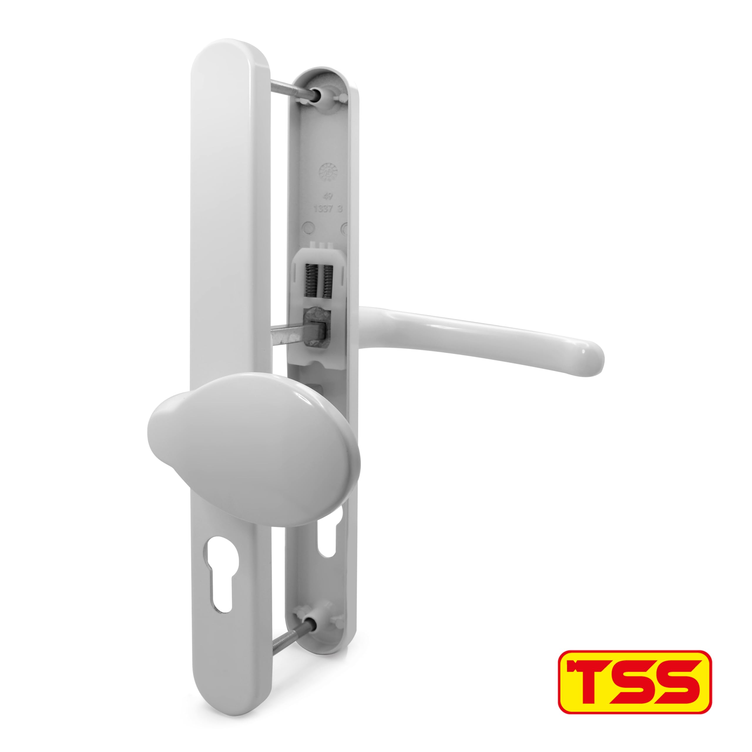 TSS Universal UPVC Door Handles, Lever/Movable Pad, 92mm/62mm PZ (Centres), 264mm Screw to Screw, Backplate 297mm X 34mm - Image 4
