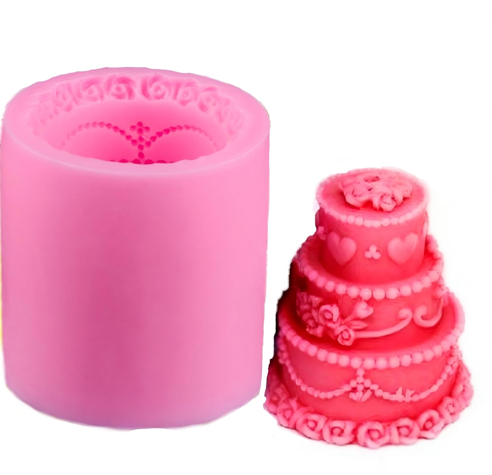 SOFTCREATO 3 Layer Cake Shape Candle Molds I 3D Fondant Pillar Silicone Plaster Epoxy Mould I for DIY Handmade Chocolate, Cake Decor, Aromatherapy, Soap, Resin Art Craft Making, Home Party Decoration-image-36