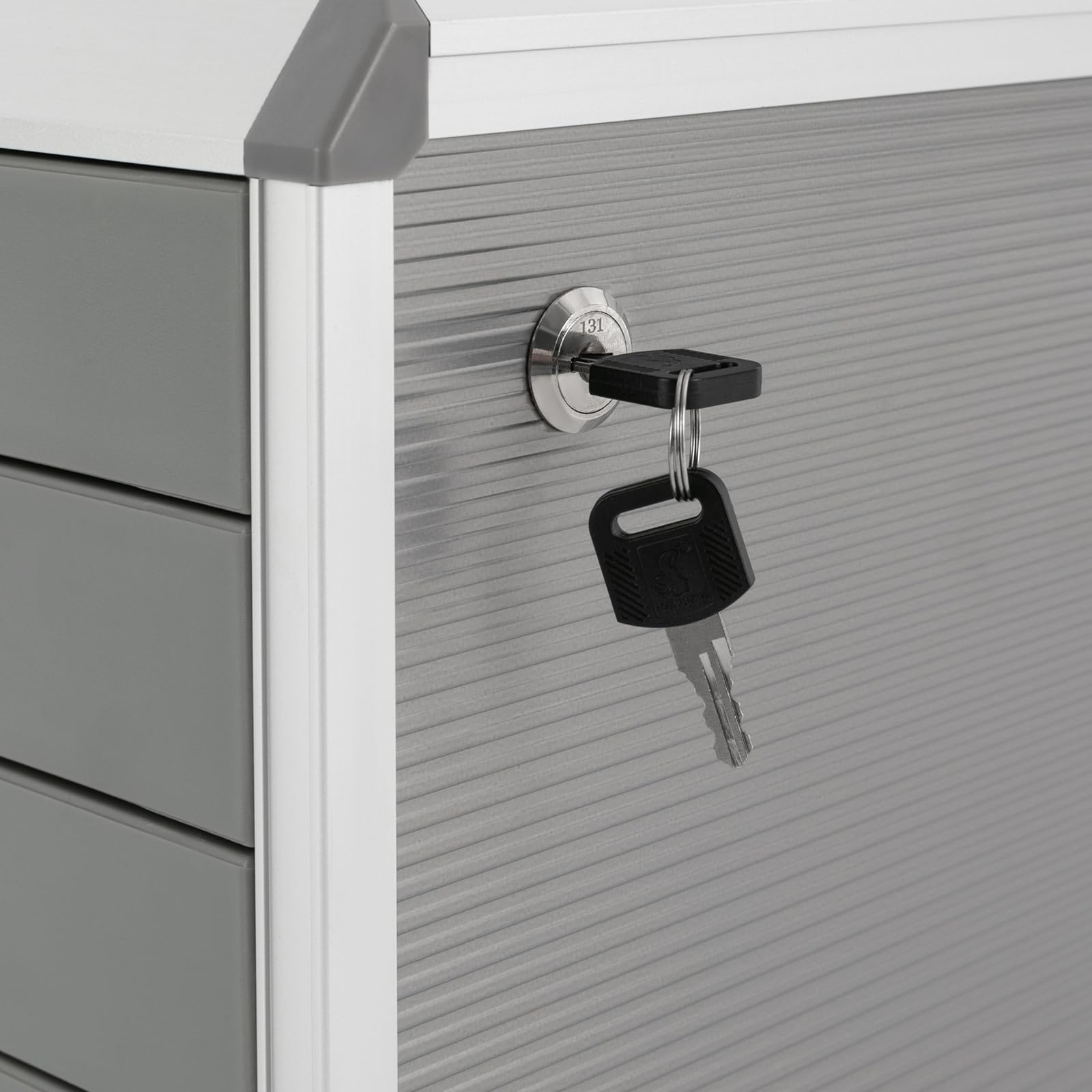 5 Fächer Metall Schubladenbox Abschließbar, Aluminiumlegierung, mit Beschriftungsfeldern, Dokumenten Aufbewahrung Ablagebox
