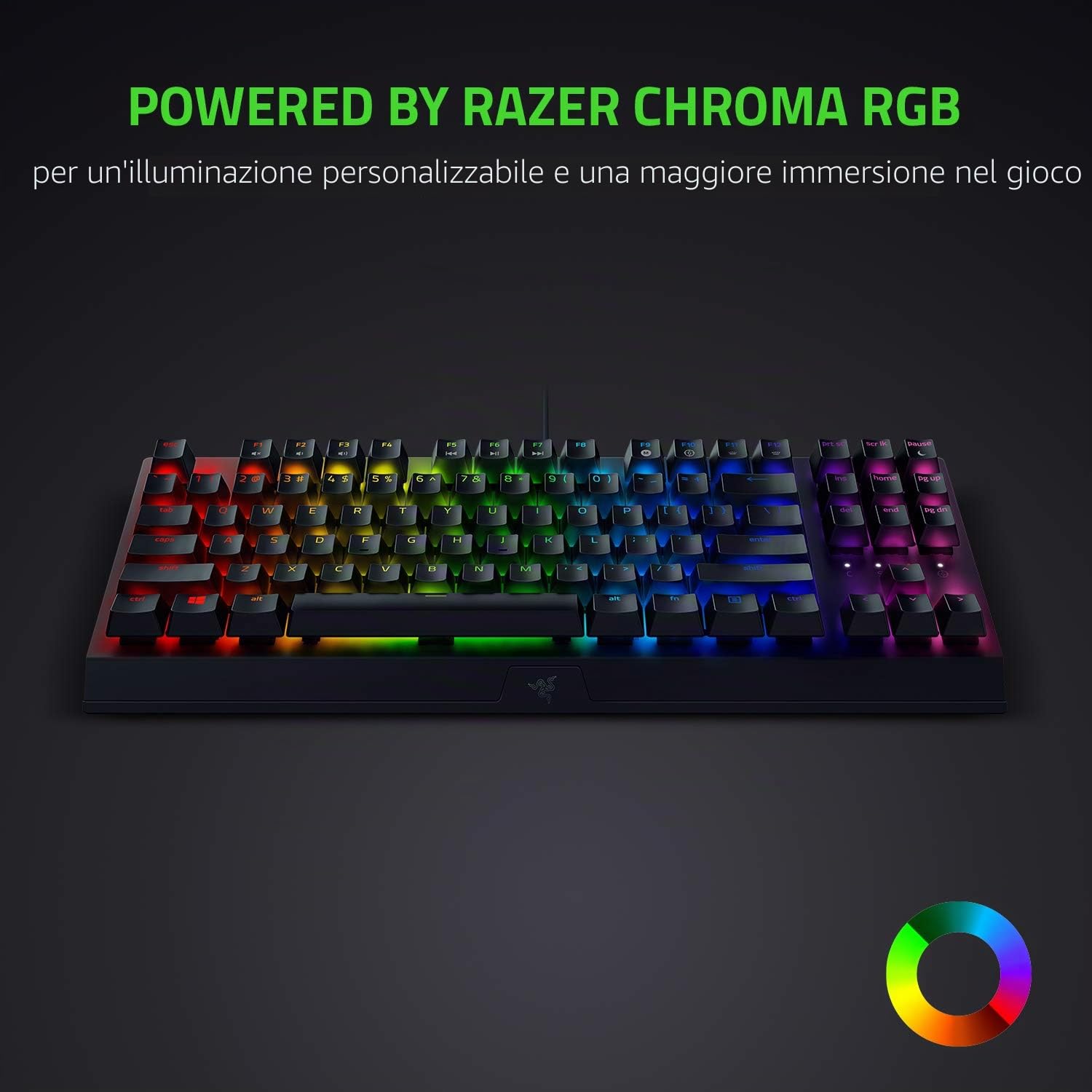 Razer BlackWidow V3 Tenkeyless TKL Tastiera da gioco meccanica: interruttori meccanici gialli - lineare e silenziosa - Illuminazione RGB chroma - Fattore di forma compatta - Macro programmabili -