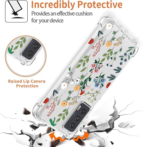 Miniatura 7 de Koarwvc Funda para Moto Edge 2021Moto Edge 5G UWMoto XT2141DL Funda transparente con diseño TPU absorción de golpes, diseño floral delgado, funda