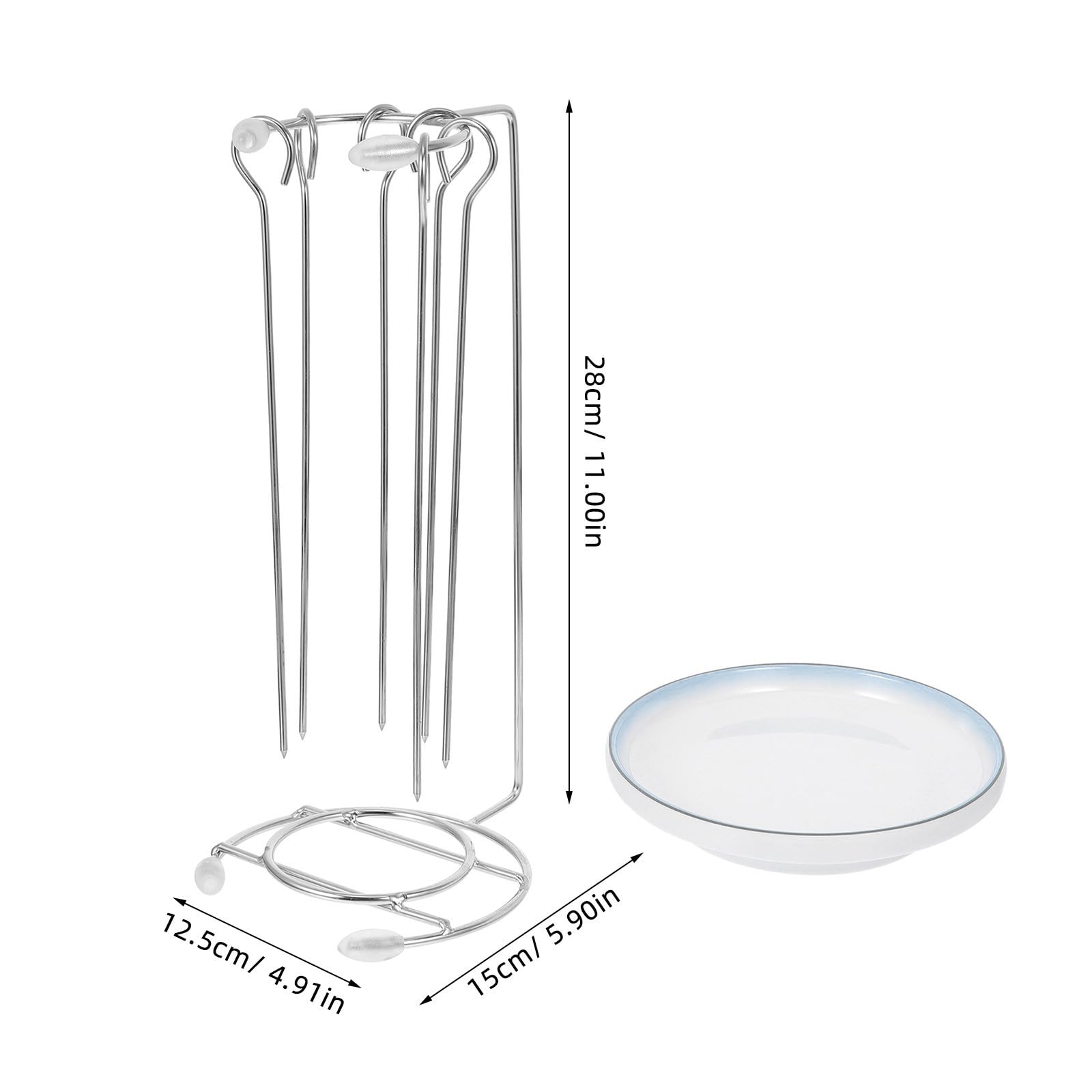 SHOWERORO Soporte para Brochetas de Acero Inoxidable Resistente y Práctico con Bandeja para Barbacoa Adecuado para Cocinar Carne en Barbacoas al Aire Libre