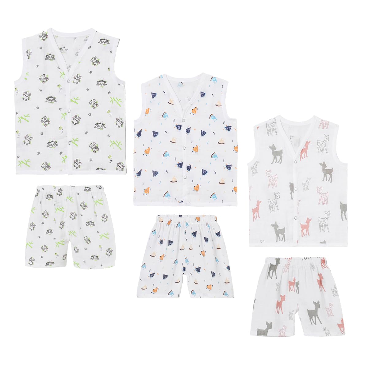 KiddieKisses Baby Boys and Baby Girls Organic Cotton Muslin Top and Bottom Set, Pack of 3, White | Summer Clothes for Baby Boys and Girls-image-44